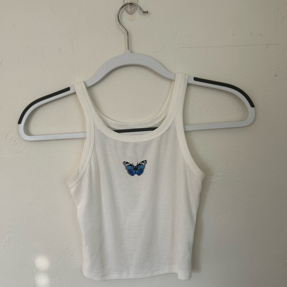 Princess Polly white butterfly tank